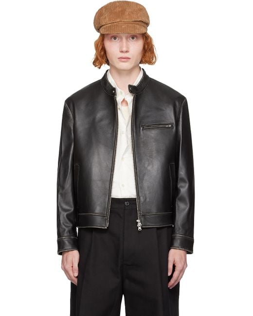DUNST Black Racing Leather Jacket for men