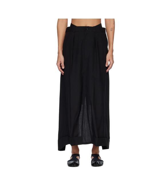 Junya Watanabe Black Wool Tropical Trouser Maxi Skirt