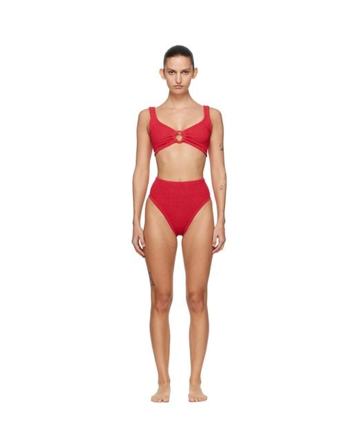 Hunza G Red Nadine Tonal Hoops Bikini
