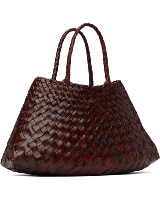 Dragon Diffusion Brown Burgundy Santa Croce Small Tote