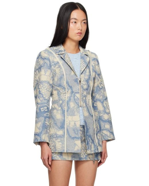 Ganni Multicolor Blue Fitted Blazer