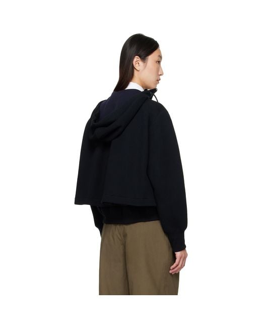 Sacai Blue Sponge Sweat X Nylon Twill Hoodie