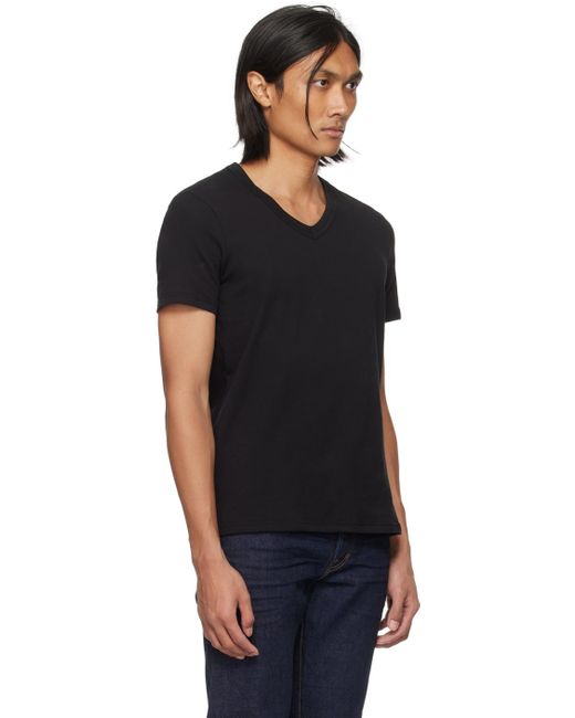 T-shirt noir à col en v Tom Ford pour homme en coloris Black