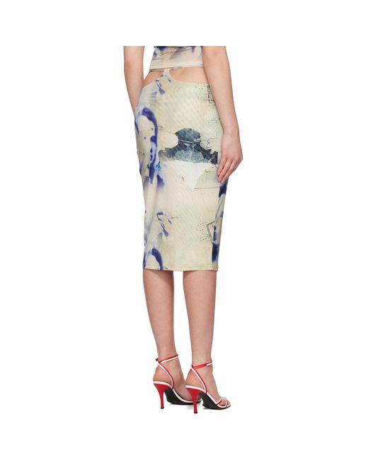 Miaou Multicolor Beige & Purple Verona Midi Skirt