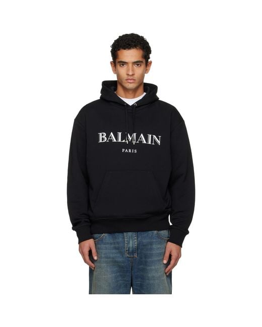 Balmain Black '' Printed Hoodie for men