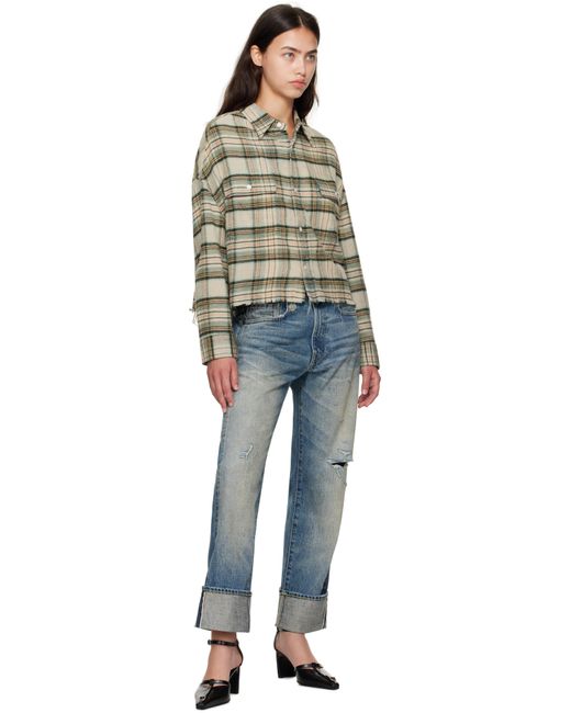 R13 Blue Cuffed Boyfriend Jeans