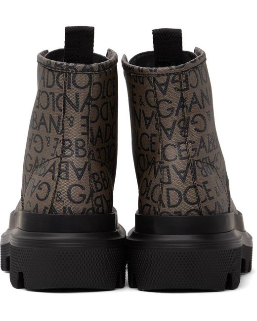 Bottes brun et noir à motif à logo Dolce & Gabbana pour homme en coloris Gray