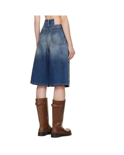 Acne Blue Loose Fit Denim Shorts