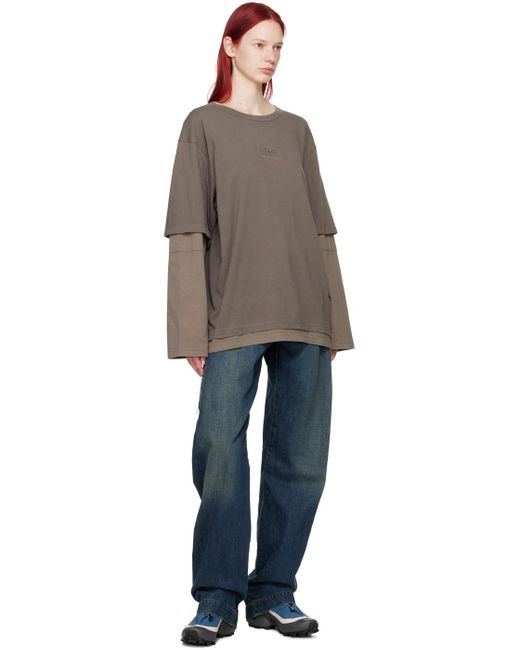 MM6 by Maison Martin Margiela Brown Taupe Layered Long Sleeve T-Shirt