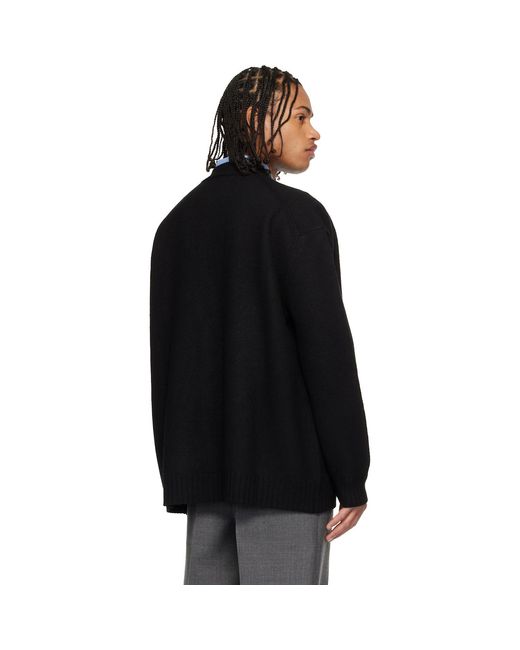 Jil Sander Black Wool V-Neck Cardigan for men