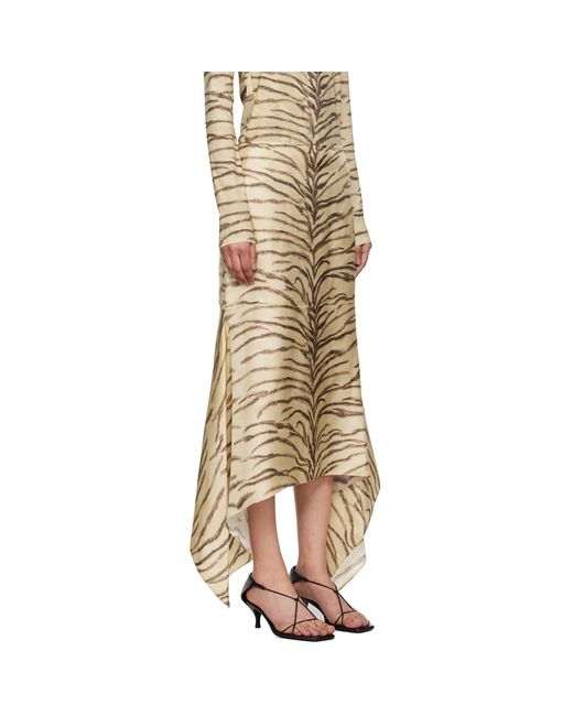 Stella McCartney Natural Tiger Print Midi Skirt