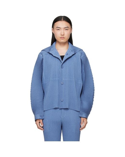 Homme Plissé Issey Miyake Blue Linen Like Jacket for men
