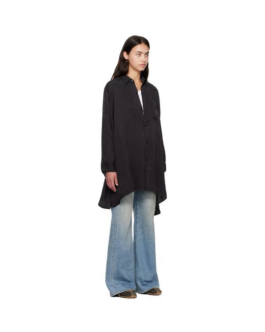 R13 Black Draped Front Shirt