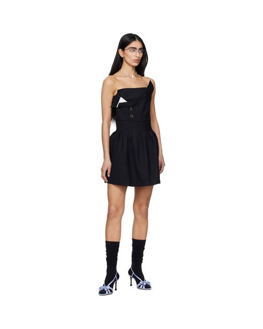 ShuShu/Tong Black Double-Layer Bustier Minidress