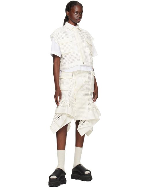 Jupe mouchoir midi blanc cassé Sacai en coloris Natural