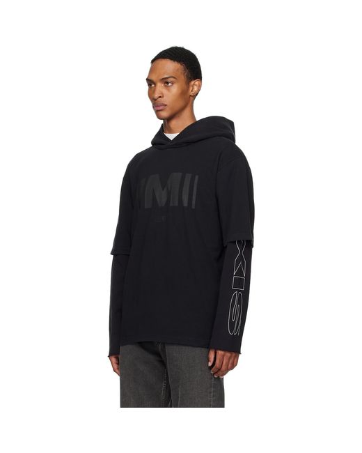 MM6 by Maison Margiela Black Printed Hoodie for men