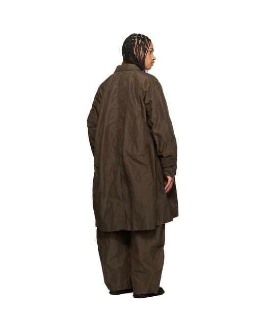 Sacai Black Khaki Treated Nylon Twill Coat for men