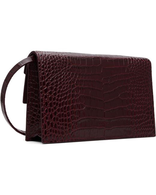 Tom Ford Red Burgundy Soft Printed Croc Mini Bag