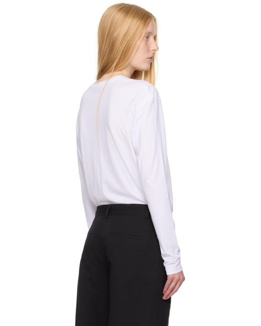 Tシャツ・カットソー TOTEME Classic Long-Sleeve lyocell and cotton T-shirt WHITE TOTEME Women's' Classic Long Sleeve T-Shirt in White | LN-CC®
