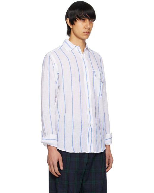 Chemise décontractée blanc et bleu Drake's pour homme en coloris White