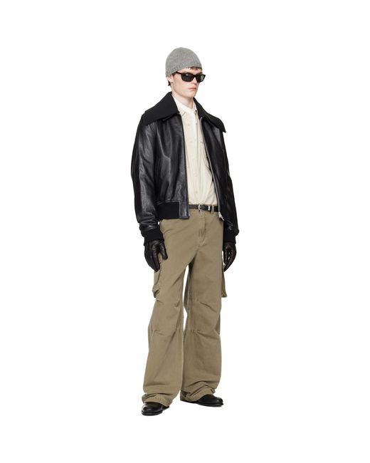 Our Legacy Black Pharos Leather Bomber Jacket for men