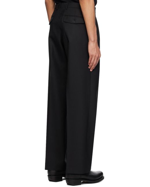 sunflower Black Wide Pleated Trousers for men