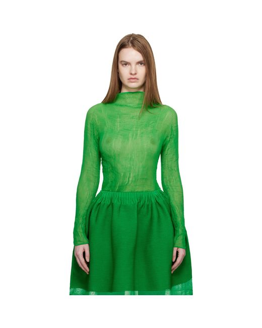 Issey Miyake Green Chiffon Twist 3 Top