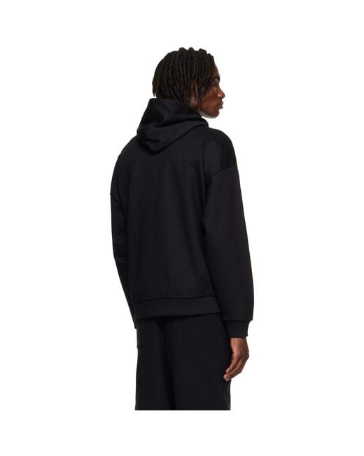 HUGO Black Oversize-Fit Cotton Terry Logo Hoodie for men