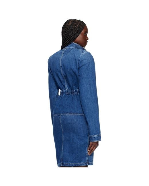 Nensi Dojaka Blue Hayley Peplum Bomber Denim Jacket