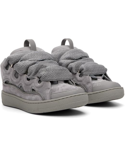Lanvin Gray Monochrome Suede Curb Sneakers