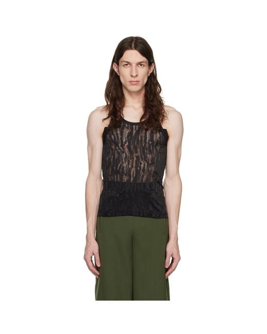 Dion Lee Black Split Tank Top for men