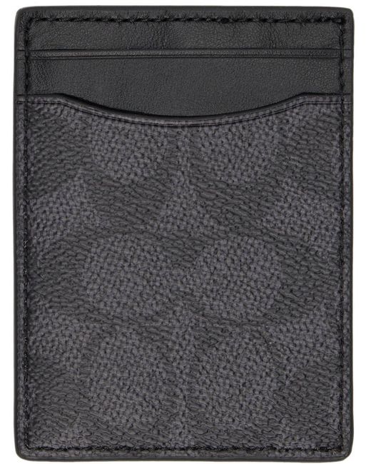 COACH Leather Gray Money Clip Card Holder for Men Lyst