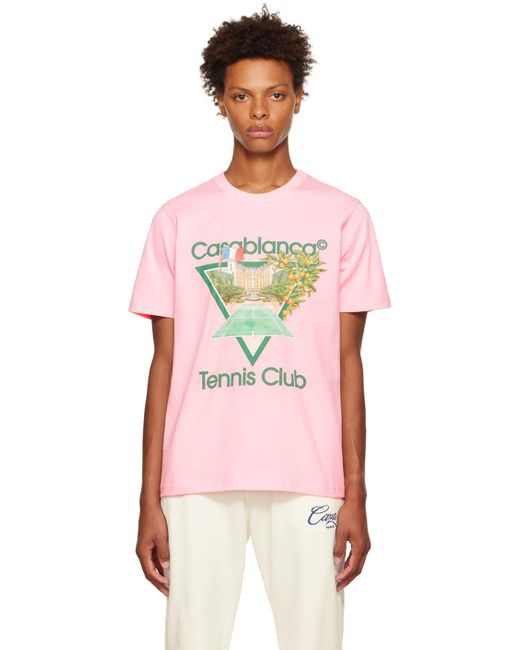 【関税込み】Casablanca ピンク Tennis Club Tシャツ Casablanca Pink Tennis Club T-Shirt Casablanca
