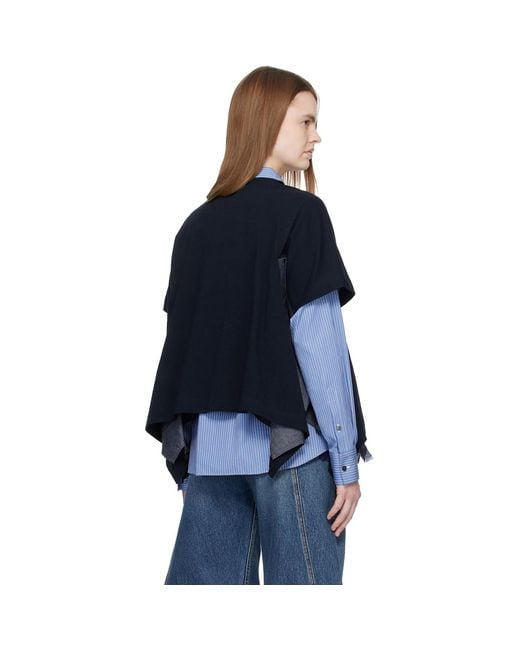 Sacai Black Light Weight Denim & Cotton Jersey T-Shirt