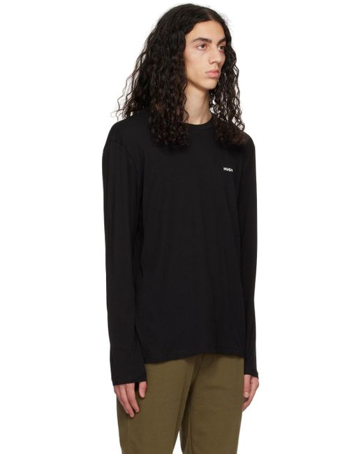 HUGO Black Bonded Long Sleeve T-shirt for men