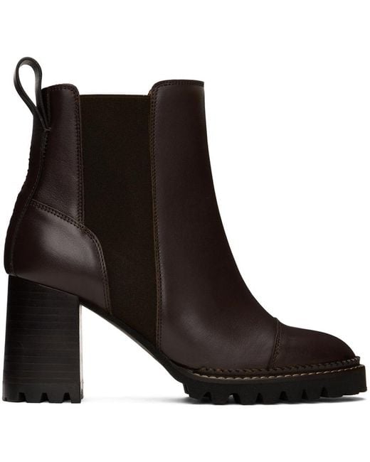 See By Chloé Black Brown Mallory Chelsea Boots