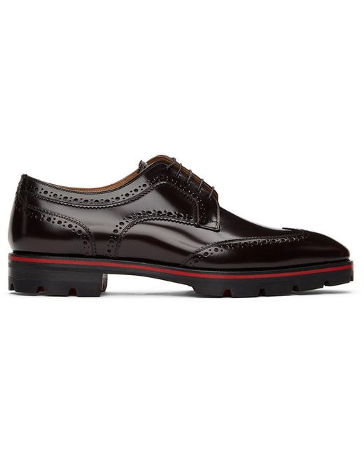Christian Louboutin Black Laurlaf Chunky-soled Leather Brogues for men