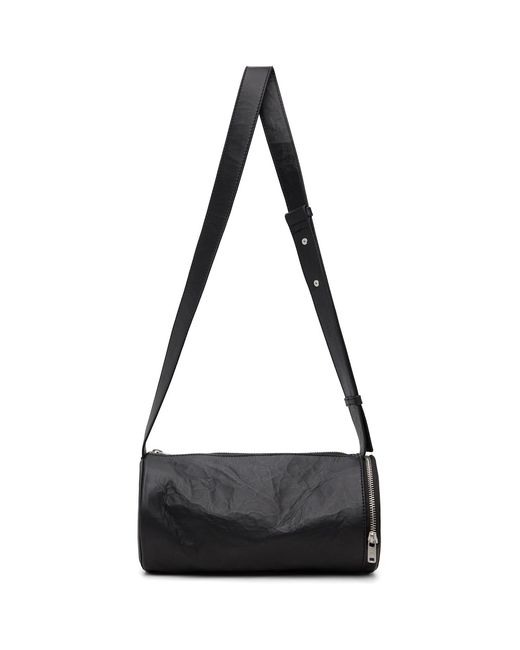 Y-3 Black Leather Barrel Bag for men