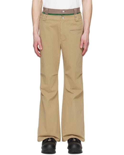 C2H4 Natural Double Waist Silhouette Trousers for men