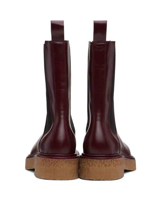 Bottega Veneta Brown Burgundy Haddock Chelsea Boots for men