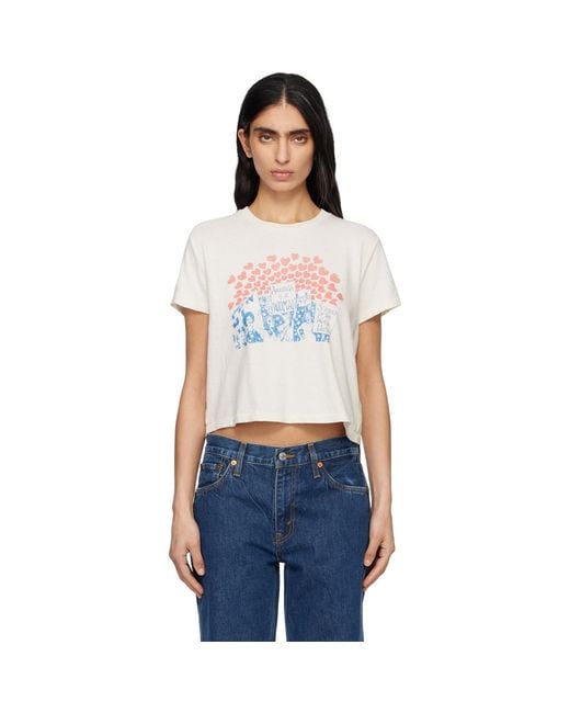 Re/done Blue Off- Hanes Edition 50S Boxy 'Sisters' T-Shirt