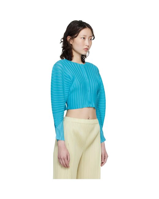 Pleats Please Issey Miyake Blue Rib Pleats January Cardigan