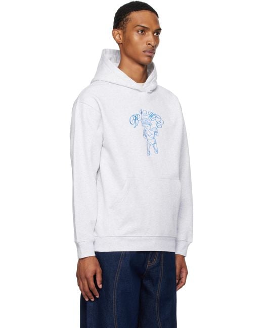 メンズ Dime グレー Embroidered Fighter フーディ White