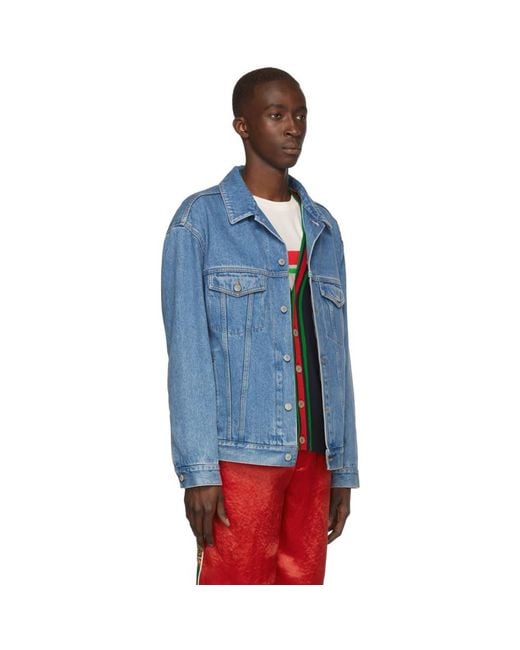 Gucci Blue Denim Band Jacket for Men | Lyst