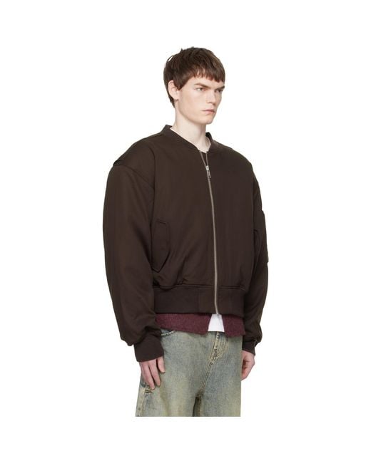 Entire studios Black Cropped Broad Bomber Jacket for men