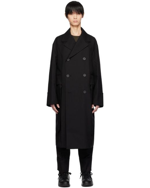 Wooyoungmi Black Belted Double Coat for men