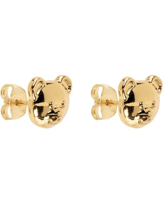 Moschino Black Gold Small Teddy Bear Earrings