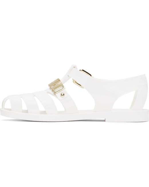 Moschino Black Jelly Lettering Logo Sandals