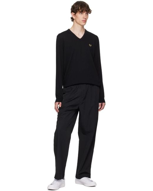 Fred Perry Black Drawstring Track Pants for men