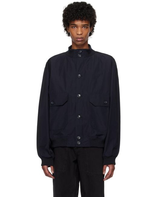 Palmes Blue Rib Collar Jacket for men